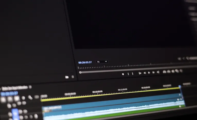 Close-up of a video editing software timeline interface, illustrating the Opus Clip AI video repurposing review