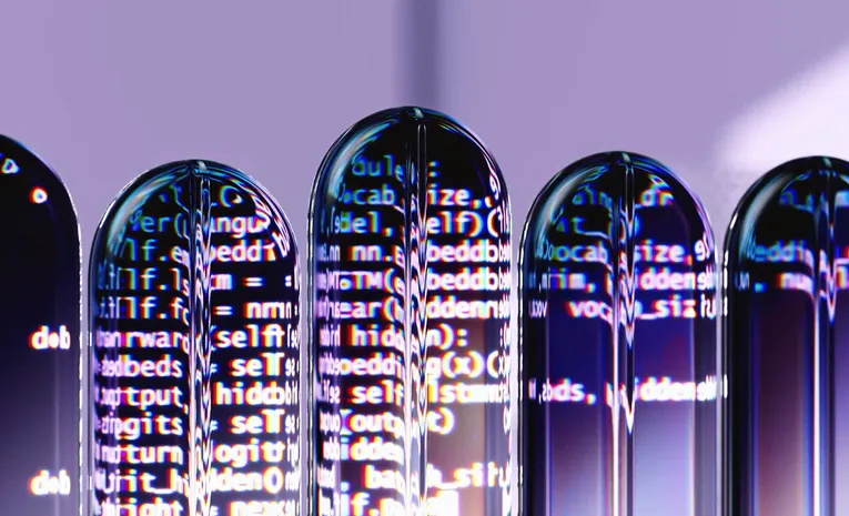 Abstract 3D render representing AI-generated imagery and language models
